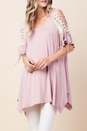  Lace-up Trim Blouse