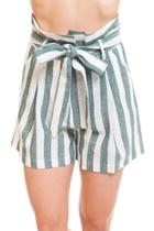  Tie-front Stripe Shorts
