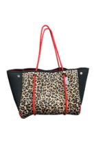  Leopard Neoprene Bag W/black Perforated Sides & Red Straps