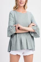  Eyelet Lace Belle Sleeve Top