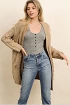  Cable Knit Long Cardigan