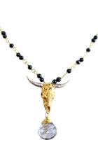 Onix-quartz Bull Necklace