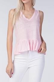  Pink Linen Ruffle Top