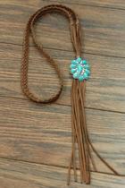  Natural-turquoise Pendant Long-suede-necklace