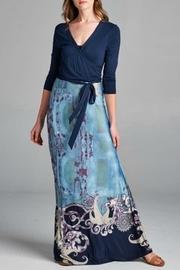  Blue-paisley Faux-wrap Maxi-dress