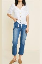  Balloon-sleeve Button-front Top