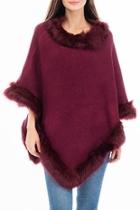  Faux Fur Hem Poncho