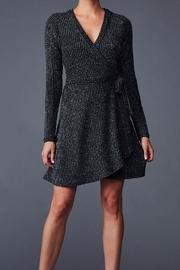 Silver Metallic Sweater Wrap Dress