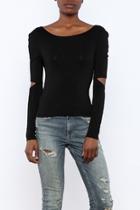 Long Sleeve Cut Out Top