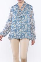  Floral Neck Tie Blouse