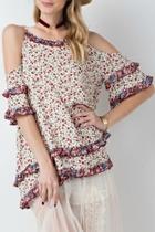  Floral Cold-shoulder Tunic