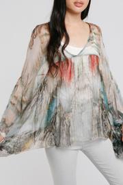  Watercolor Crinkle Silk Blouse