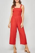  Red Smocked Jumpsuit