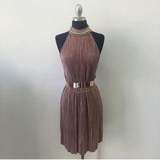  Pleated Halter Dress