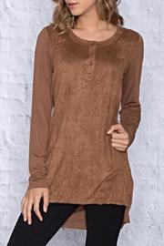  Faux Suede Henley Top