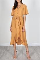  Mustard Button-down Midi-dress
