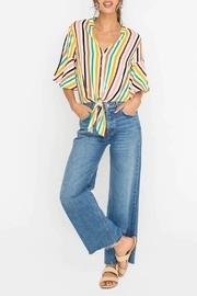  Striped Cropped Blouse