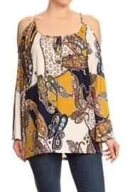  Printed Cold Shoulder Blouse