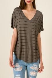  Striped Front-pocket Top