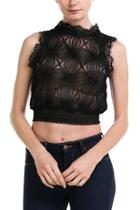  Mesh-lace Crop Top