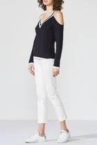  Collegiate Cold-shoulder Sweater