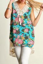  Jaded Floral-lace Tunic