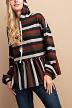  Stripe Peplum Pullover
