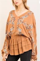  Camel Embroidery Top