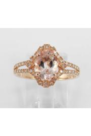  Morganite And Diamond Halo Engagement Ring Rose Pink Gold Size 7.25 Free Sizing