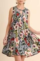  Grey Floral Print Dress