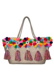  Jute Bucket W/multi Flower Poms/ Tassels