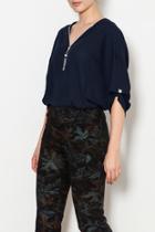  Navy Blouse With Peal Details