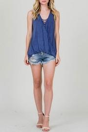  Lace-up Surplice Top