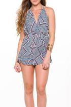  Printed Halter Romper