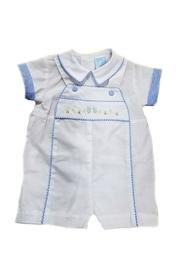 Gingham-border Embroidered Romper