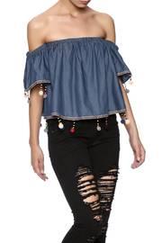  Pompom Off Shoulder Top