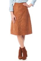  Faux Suede Button Skirt