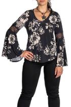  Chiara Lace Inset Bell Slv Top