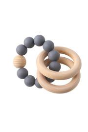  Three Ring Silicone Birchwood Rattle