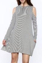  Stripe Cold Shoulder Dress