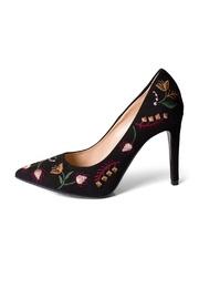  Suede-embroidered Black Pumps