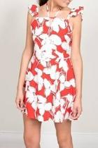  Red Floral Print Dress