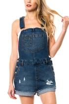  Distressed Denim Overall Shorts