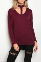  Burgundy T-strap Top