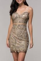  Gold Embroidered-mesh Party-dress