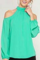  Turquoise Long Sleeve Blouse