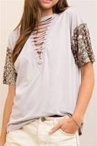  Sequined Grey Top