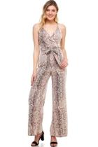  Waist-tie Snake Jumpsuit