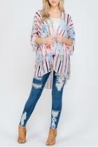  Floral/stripe Chiffon Cardigan