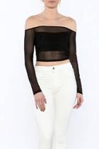  Black Mesh Off-shoulder Top